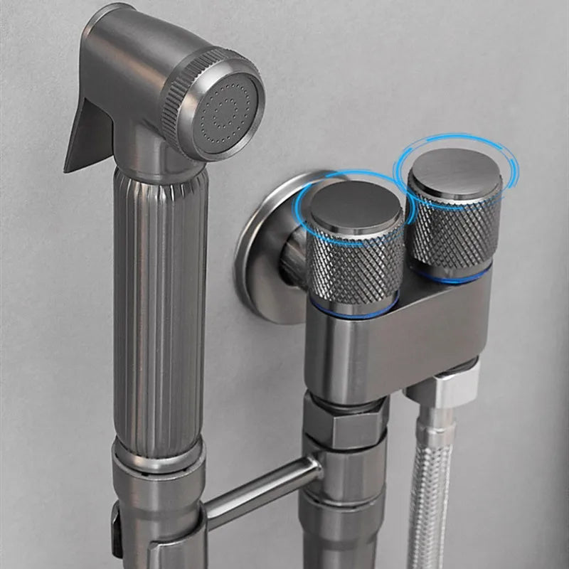 Afralia™ Brass Bidet Faucet Set with High Pressure Spray Gun - Gray