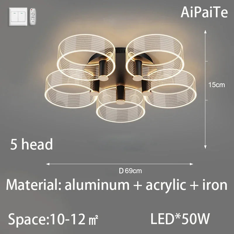 Afralia™ Acrylic Lustre Chandelier for Living Room, Bedroom, Kitchen - Hanging Ceiling Lamps