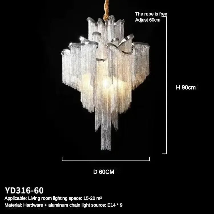 Afralia™ LED Flower Tassels Ceiling Chandelier for Living Room, Staircase - Elegant Villa Pendant Light