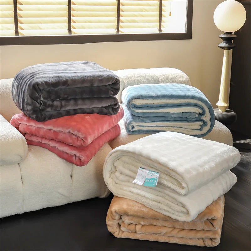 Afralia™ Flannel & Lamb Wool Blanket: Versatile, Thick for Autumn & Winter.