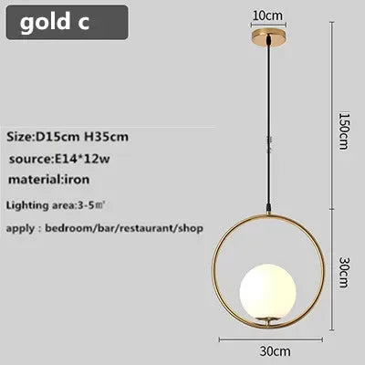 Afralia™ Glass Ball Chandelier Nordic LED Pendant for Restaurant Decor Bedroom Kitchen Dining