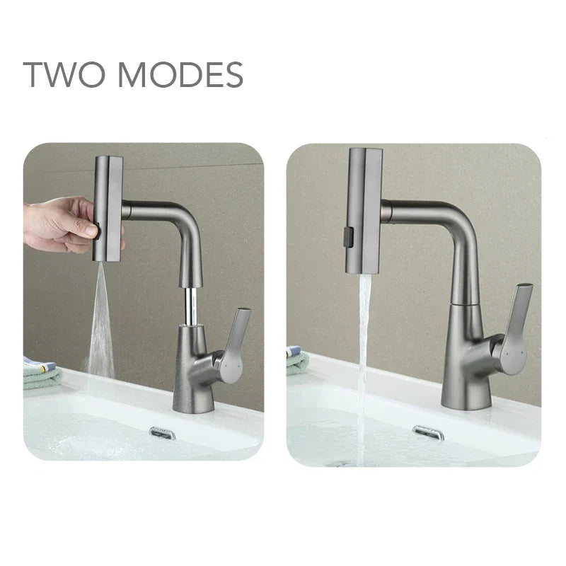 Afralia™ Stainless Steel Basin Faucet with Pull Out Sprayer