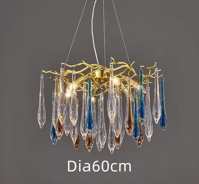 Afralia™ Crystal Water Drop LED Chandeliers: Modern Luxury Branch Design for Living & Dining Rooms