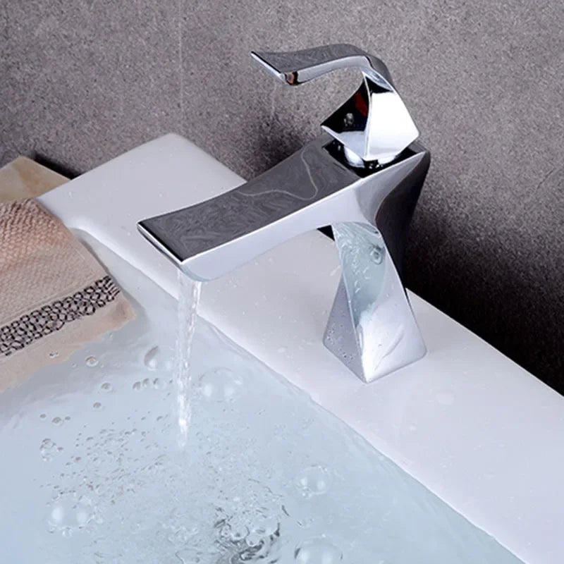 Afralia™ Single Handle Deck Mounted Bathroom Sink Faucet Hot Cold Mixer Tap