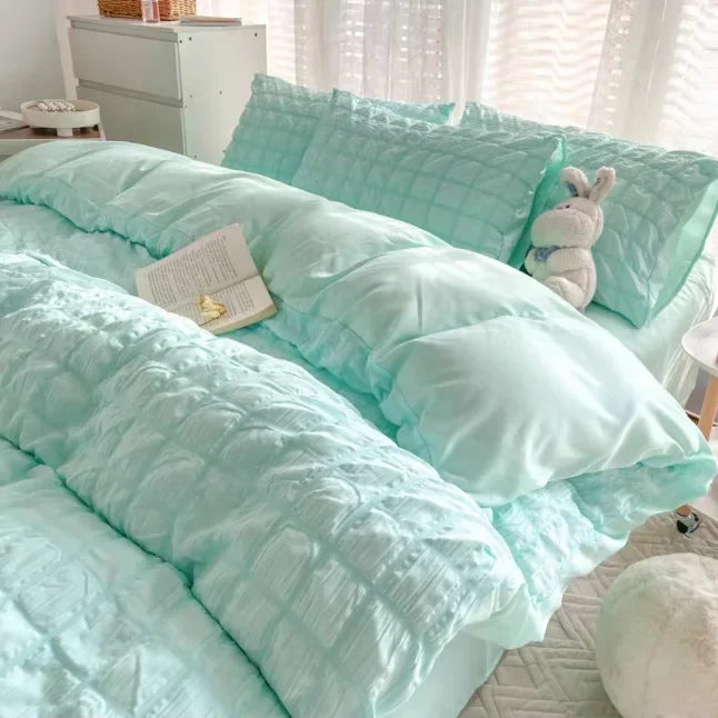 Afralia™ Plush Winter Quilt Set - Cozy Bedding in Solid Colors & Plaid