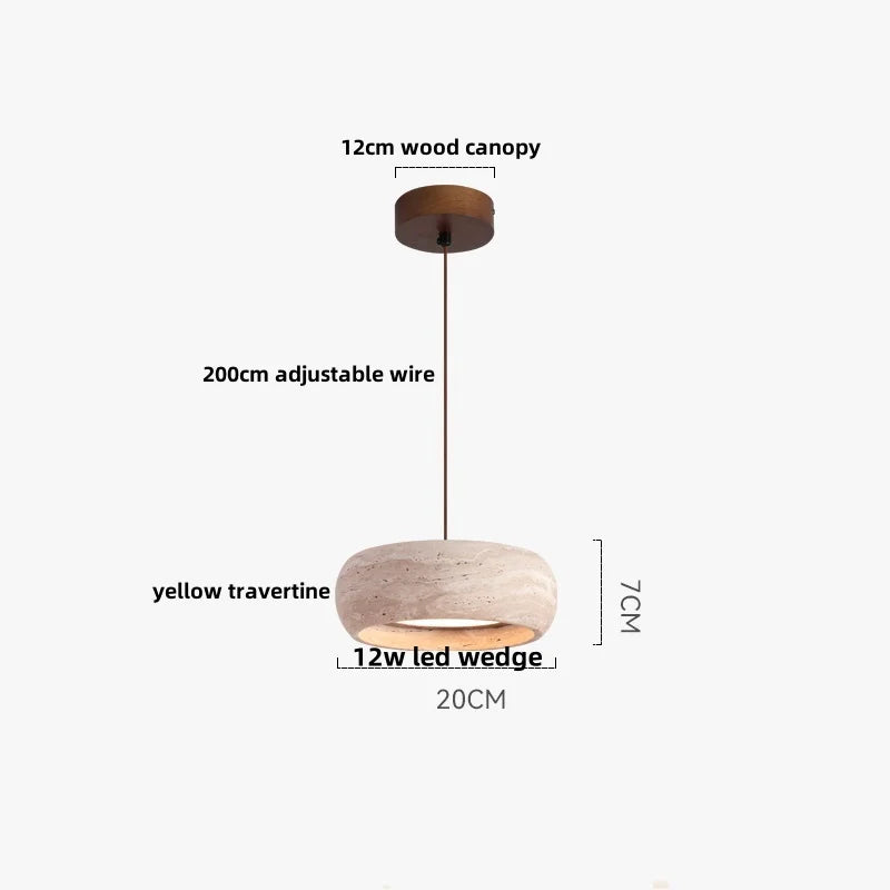 Afralia™ LED Pendant Lamp Black Iron Wabi Sabi Hanging Light - Yellow Travertine