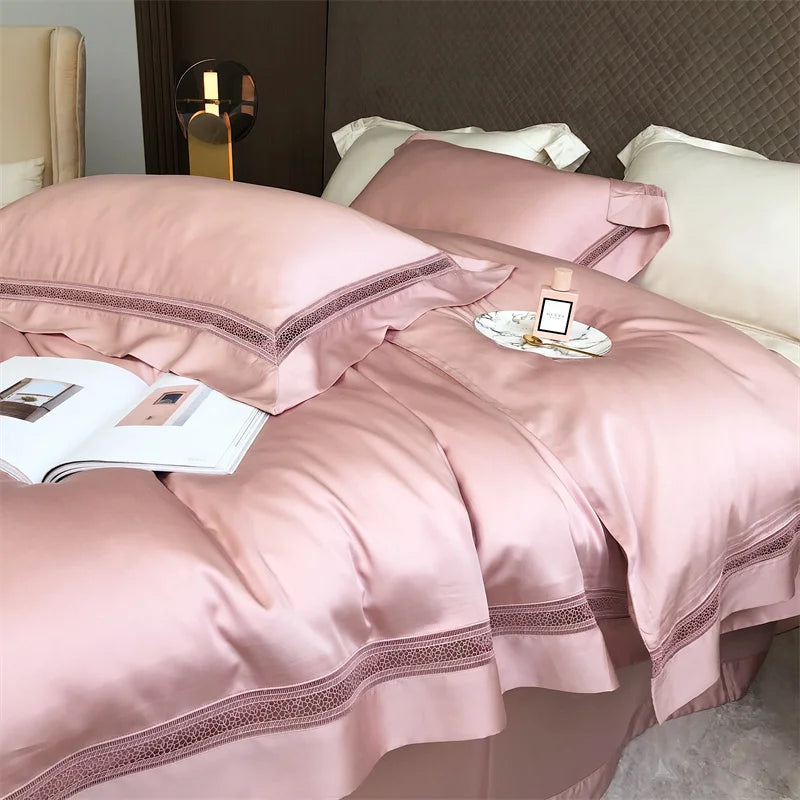 Afralia™ Luxury 1000TC Egyptian Cotton Bedding Set with Hollow Lace and Broad Side