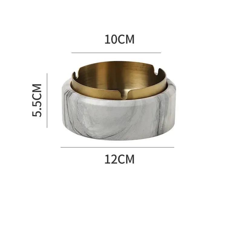 Afralia™ Gold Plated Marble Texture Ashtray - Smoking Accessories Weed Tray