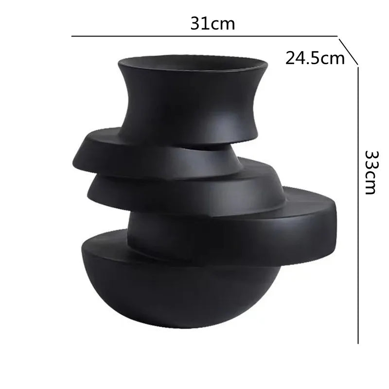 Afralia™ Geometric Monochrome Vase Resin Art Decoration Home Accessories