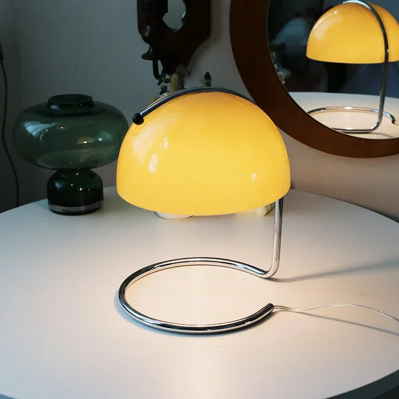 Afralia™ Nordic Bauhaus Yellow Glass Table Lamp - Bedroom Bedside Atmosphere Light
