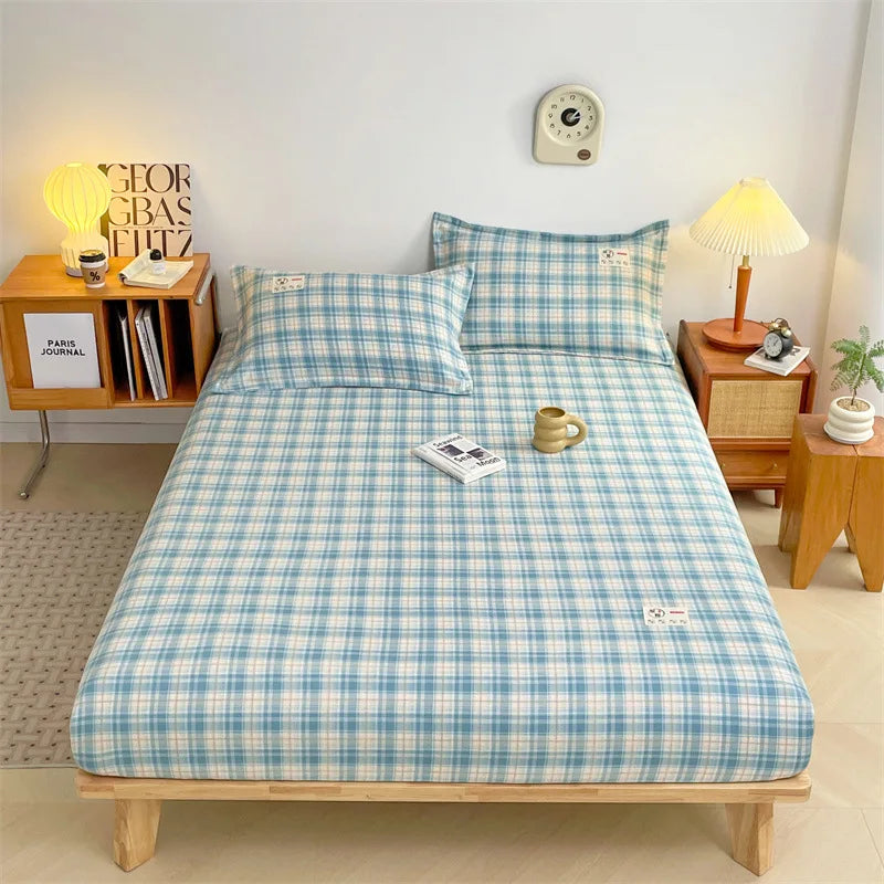 Afralia™ Plaid Style Fitted Sheet - Skin-friendly Elastic Bedsheet for Kids' Room