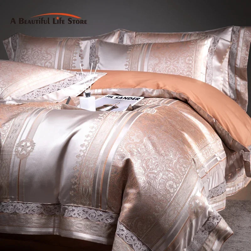 Afralia™ Damask Jacquard Egyptian Cotton Luxury Bedding Set