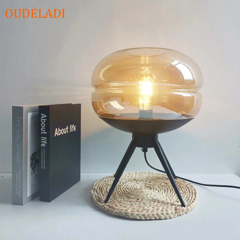 Afralia™ Glass Table Lamp: Modern Art Shelf Desk Lamp for Bedroom Decor