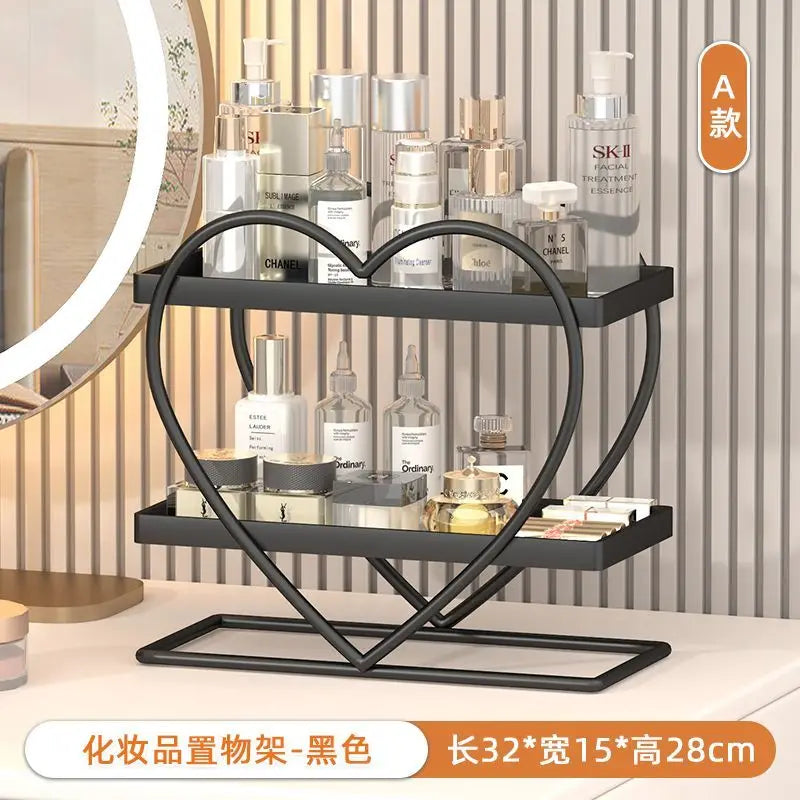 Afralia™ Golden Makeup Organizer Skin Care Products Dresser & Bathroom Shelf