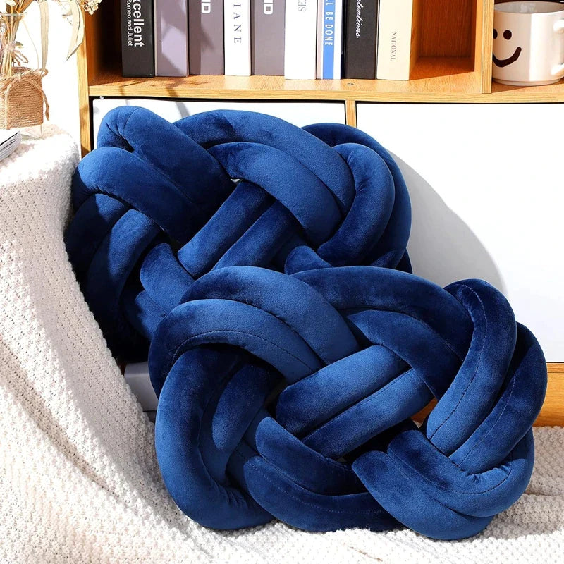 Afralia™ Blue Handmade Knot Throw Pillows for Couch - Soft Decorative Comfort Pillow