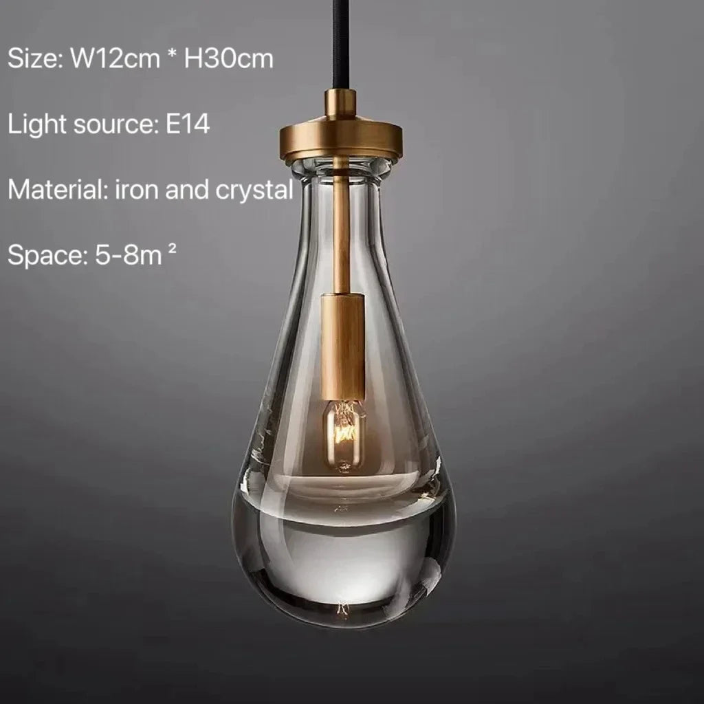 Afralia™ Glass Water Droplet Pendant Lights - Modern LED Chandeliers for Bedroom, Bathroom & Home