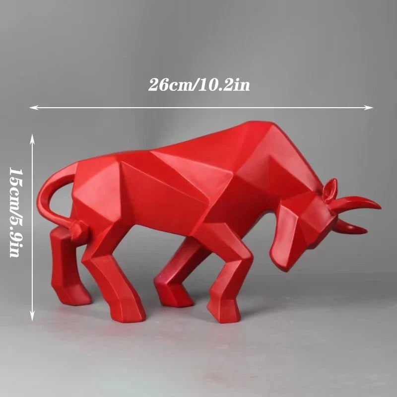 Afralia™ Bull Bison Sculpture Abstract Animal Figurine Decor Ornaments for Home and Office