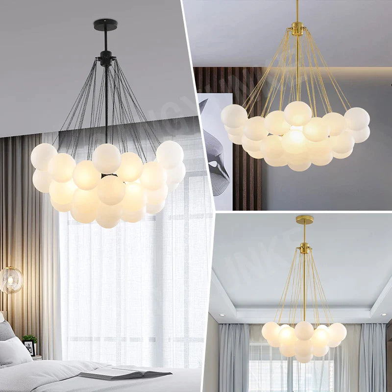 Afralia™ Glass Ball Chandelier: Modern Vintage Pendant Ceiling Lamps for Kitchen Decor