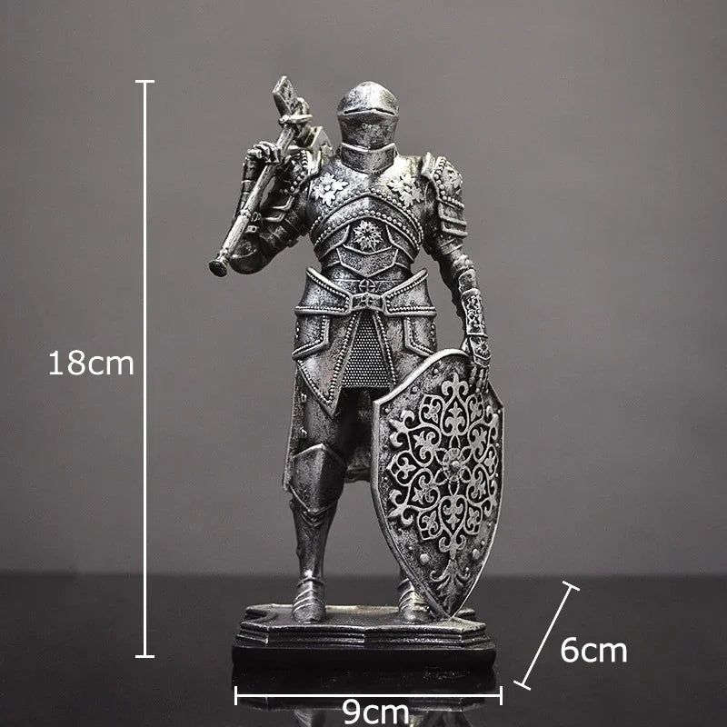 Afralia™ Heavy Armored Knight Resin Statue Decoration for Desk and Room Aesthetic