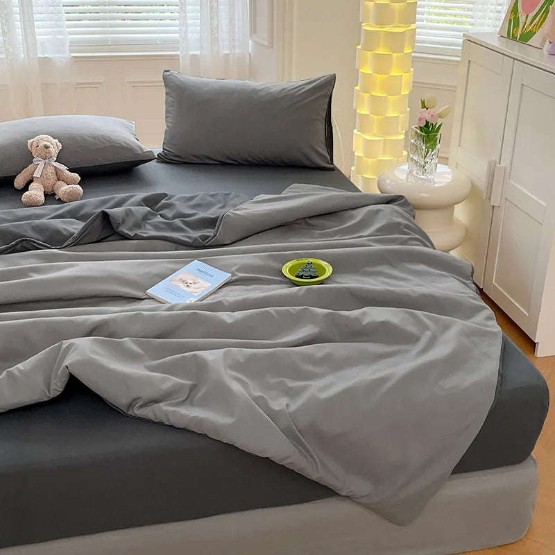 Afralia™ Solid-Color Quilted Bedding Set: Dual Purpose Summer Quilt or Duvet Cover