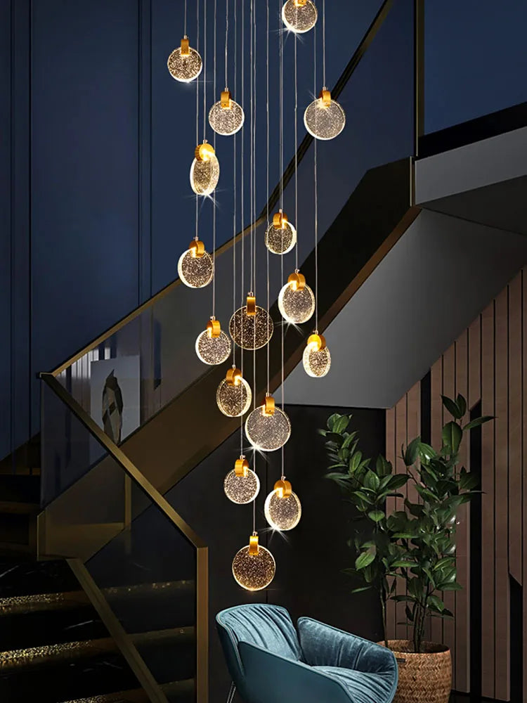 Afralia™ Crystal Chandelier Pendant Light for Luxury Staircase