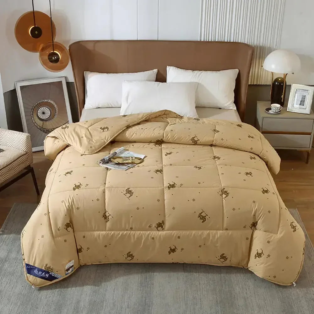 Afralia™ Camel Hair Quilted Blanket Comforter Single King Size