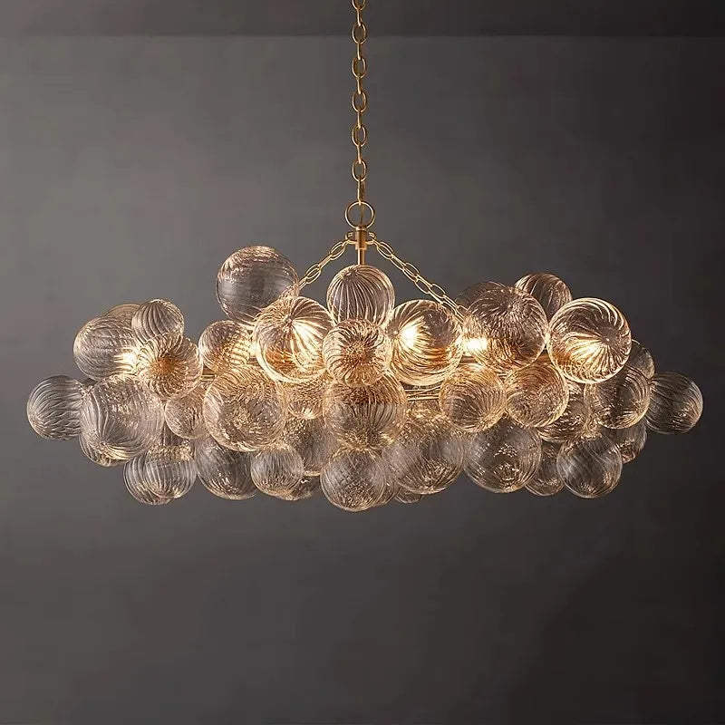 Afralia™ Glass Bubble Gold Chandelier LED Pendant Light for Dining Room