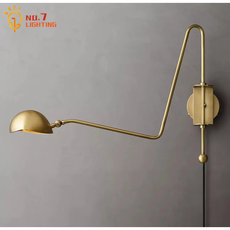 Afralia™ Black/Gold Lustre Copper Swing Arm Wall Lamp for Modern Living Spaces