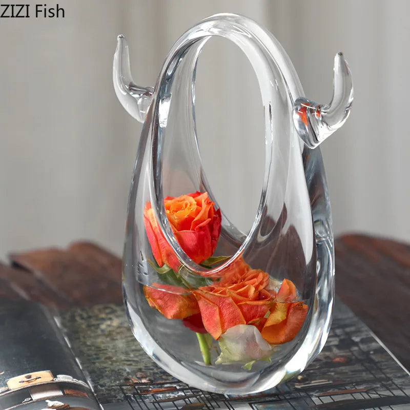 Afralia™ Glass Vase Terrarium Water Droplets Flower Arrangement Home Decoration Accessories