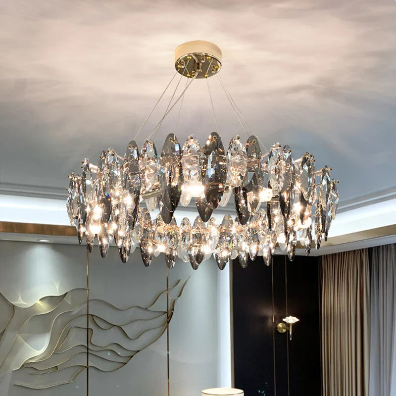 Afralia™ Ash Crystal Ceiling Chandeliers: Modern Home Decor Hanging Lighting