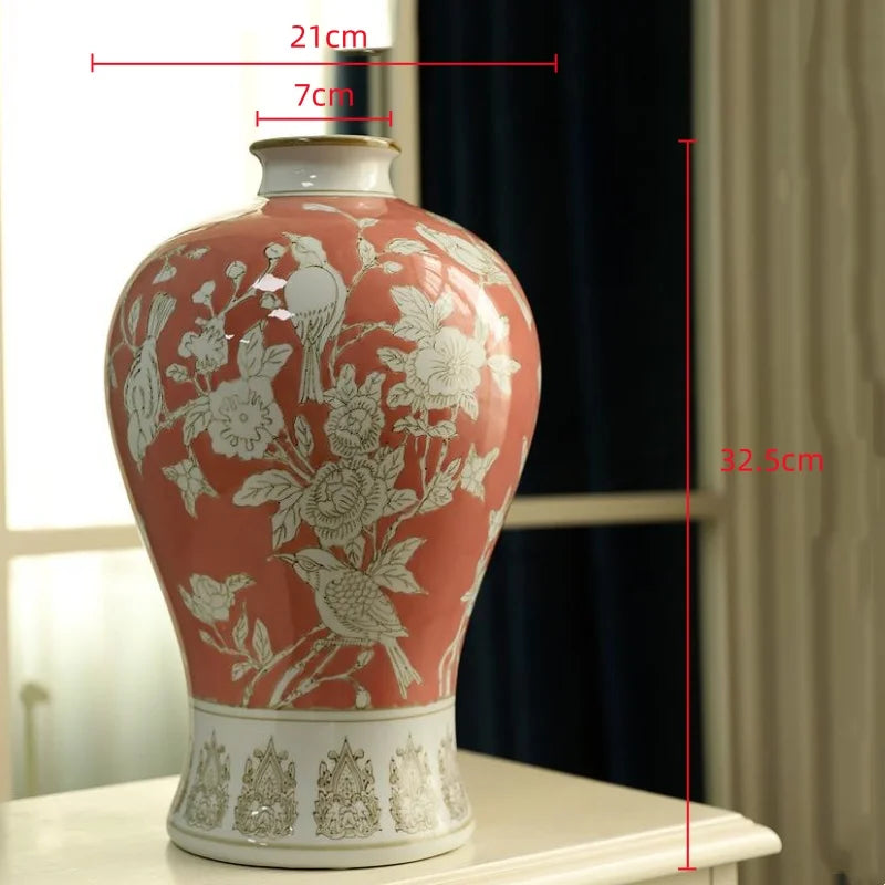 Afralia™ Blue White Porcelain Vase Retro Floral Arrangement Home Decor Ceramic Handicraft