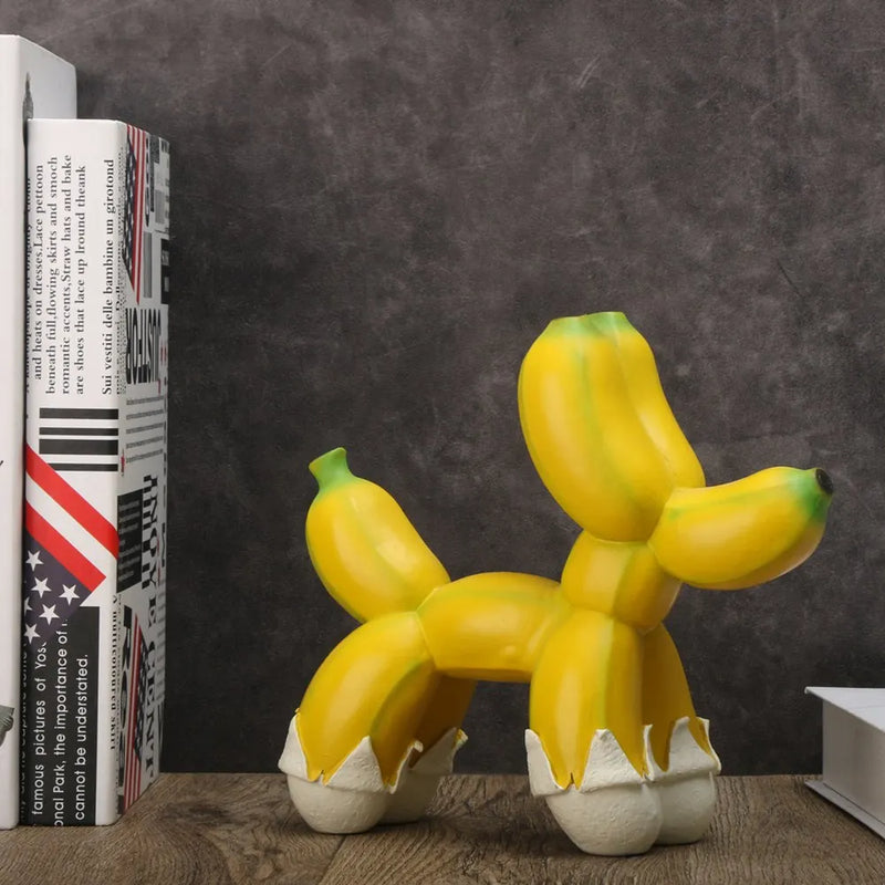 Afralia™ Banana Balloon Dog Sculpture - Modern Pop Art Resin Statue for Home Decor