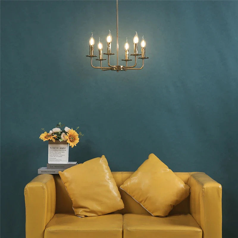 Afralia™ Iron Art Chandelier Lights for Dining Living Room Kitchen - E14 Candle Fixtures