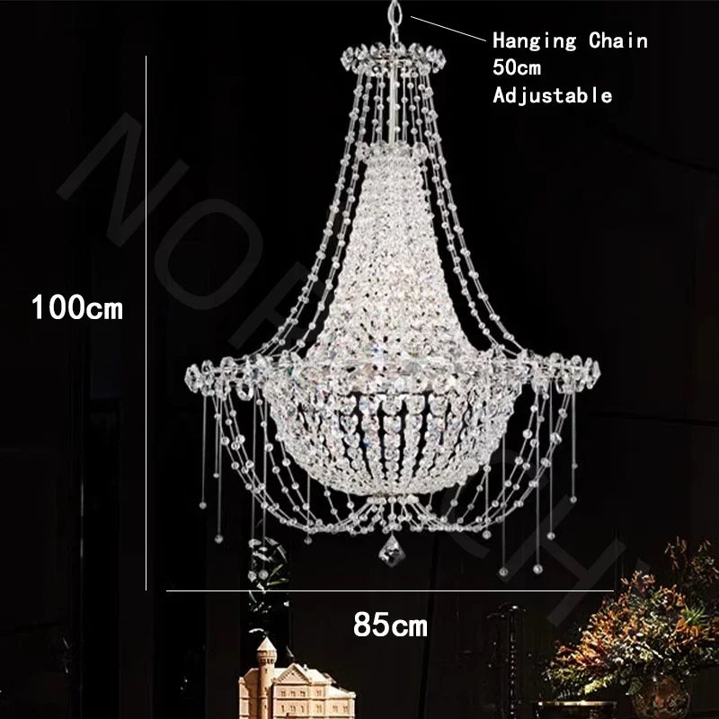 Afralia™ French Crystal Chandelier Staircase Villa LED Lustre - Luxury Designer Lighting Fixtures