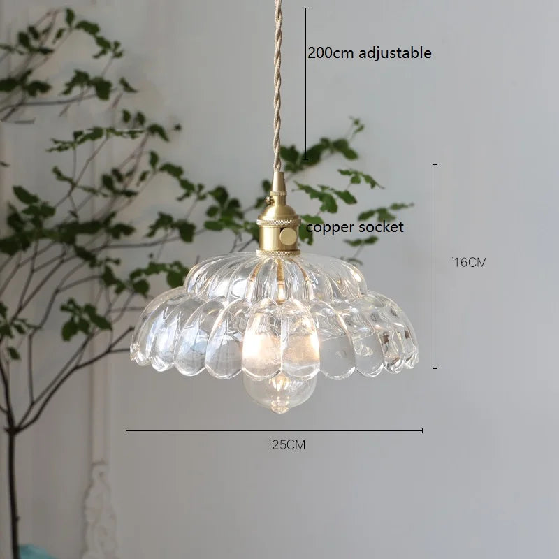 Afralia™ Japanese Vintage Glass LED Pendant Lamp for Home Decor