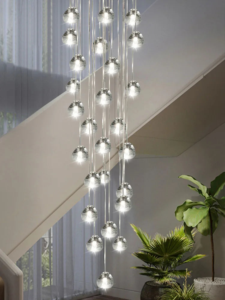 Afralia™ Luxury Spiral Staircase Chandelier LED Pendent Lamp for Stylish Living Room