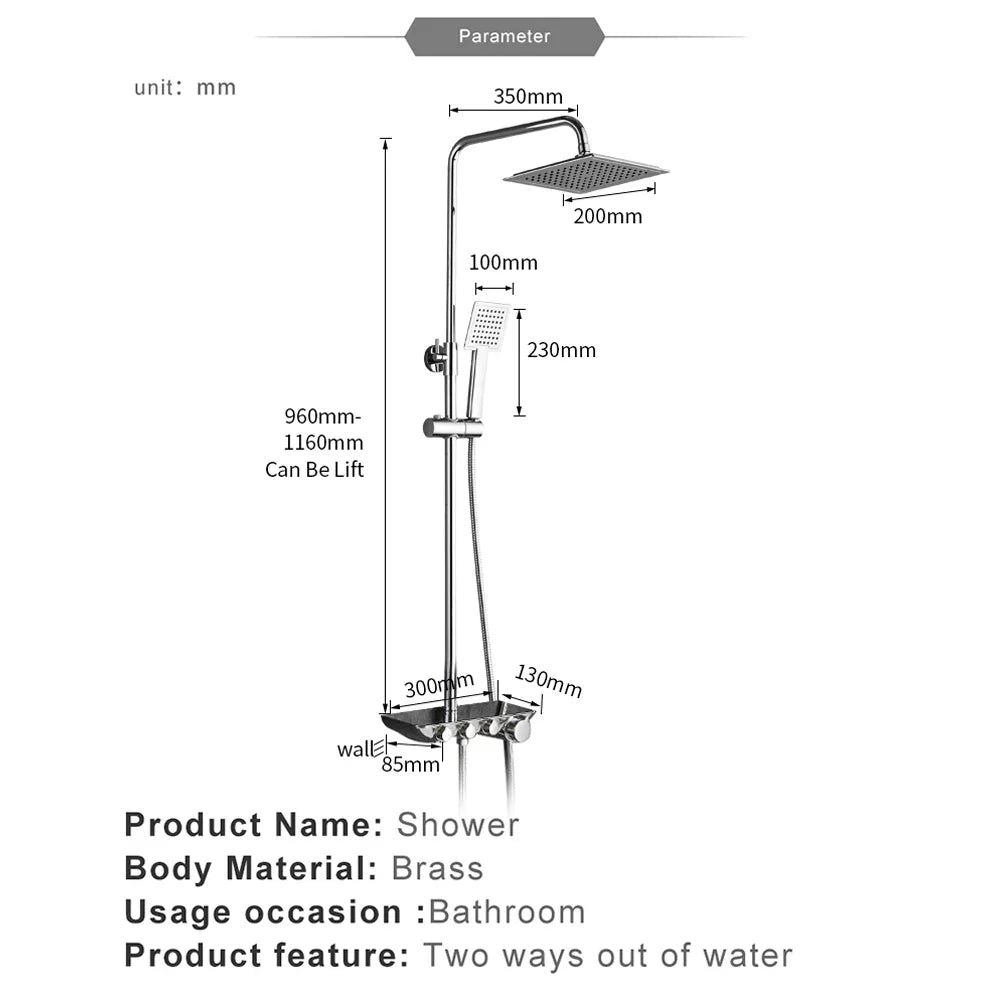 Afralia™ Chrome Rain Shower Faucet Set with Hand Held Brass Shower Head