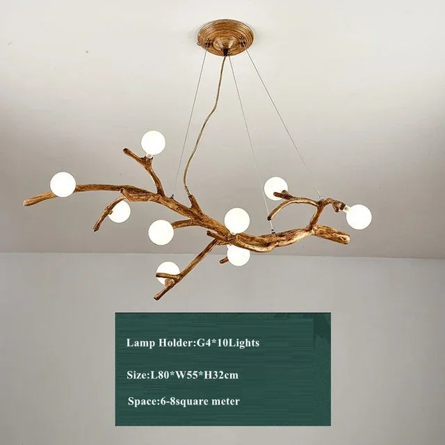Afralia™ Tree Branch Retro LED Chandelier: Vintage Brown Art Pendant Light for Living Bedroom