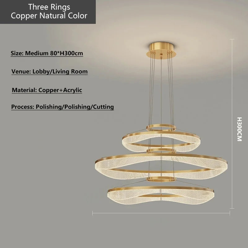 Afralia™ Acrylic Living Room Chandelier Pendant Lamp Fixture LED Lighting