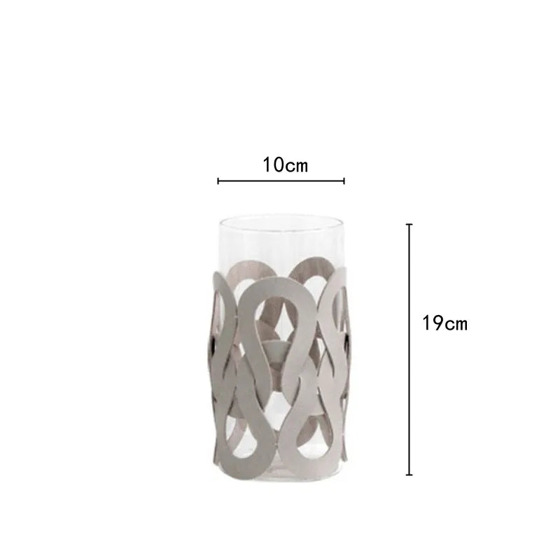 Afralia™ Woven Leather Glass Vase for Home Decoration and Terrarium Floral Arrangement