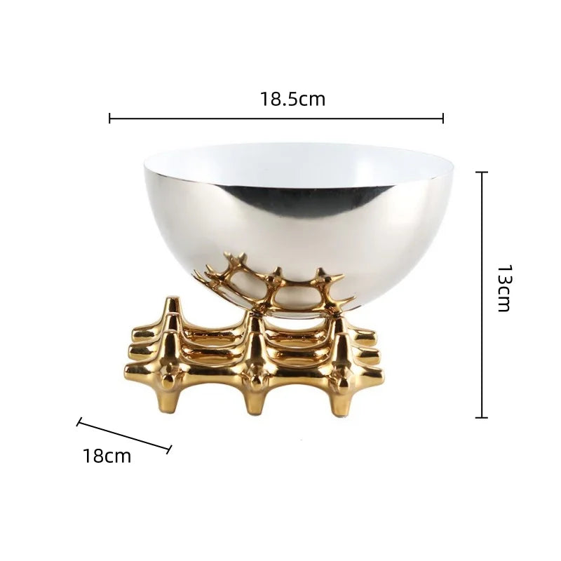 Afralia™ Geometric Mesh Fruit Tray: Golden Grid Snack Bowl & Desktop Organizer