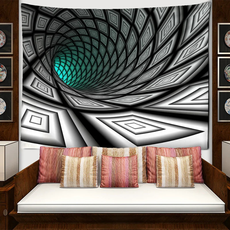 Afralia™ Vertigo Black Hole Abstract Art Tapestry Wall Hanging for Hippie Home Decor