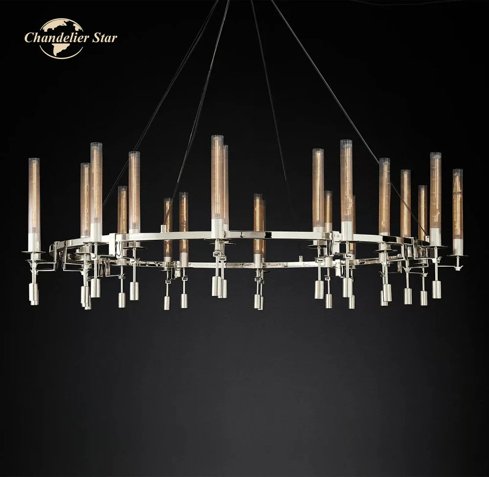 Afralia™ LED Round Glass Chandelier for Living Dining Room Lighting