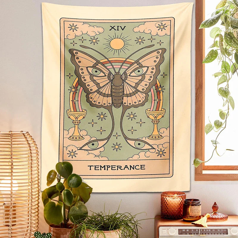 Afralia™ Sun & Rainbow Tarot Tapestry: Vintage Boho Wall Hanging for Astrology Décor