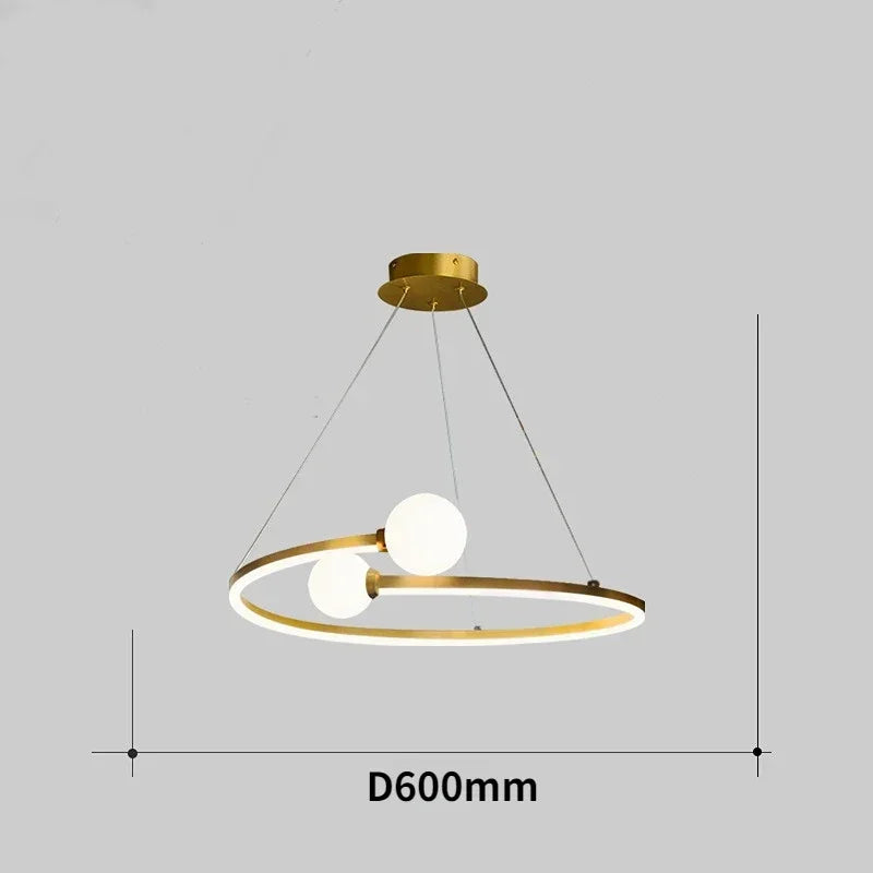 Afralia™ Gold Nordic Ring LED Ceiling Chandelier for Dining Room & Kitchen Island