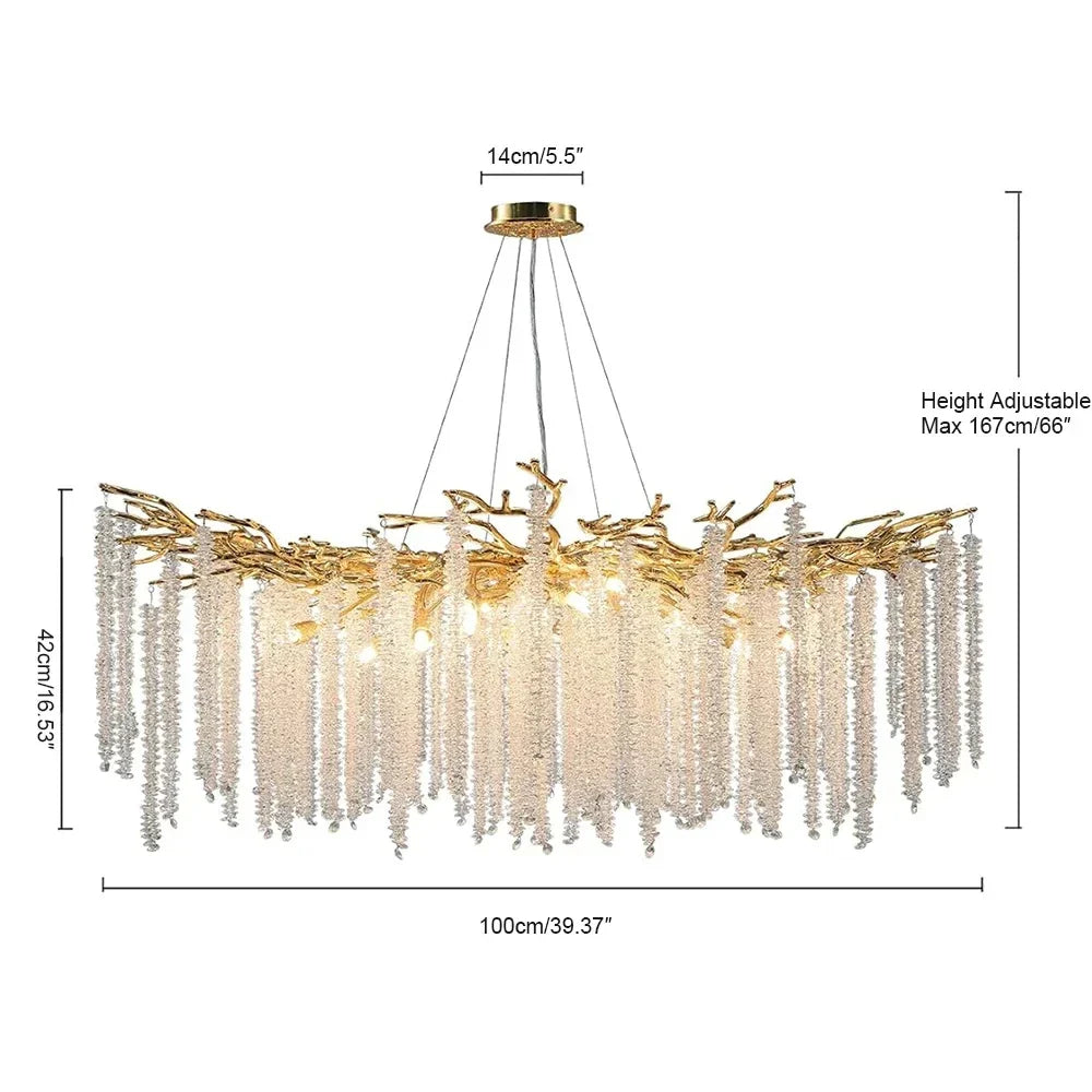 Afralia™ Gold Branch Crystal Chandelier for Bedroom Living Dining Room