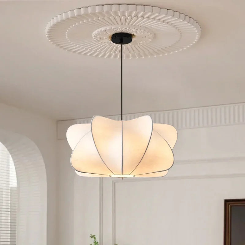 Afralia™ Silk Pendant Light | Elegant LED Chandelier for Dining Room and Bedroom