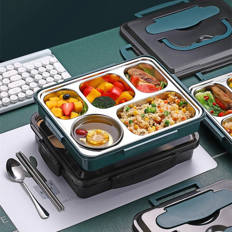 Afralia™ Stainless Steel Insulation Lunch Box Set - Portable, Microwave Safe