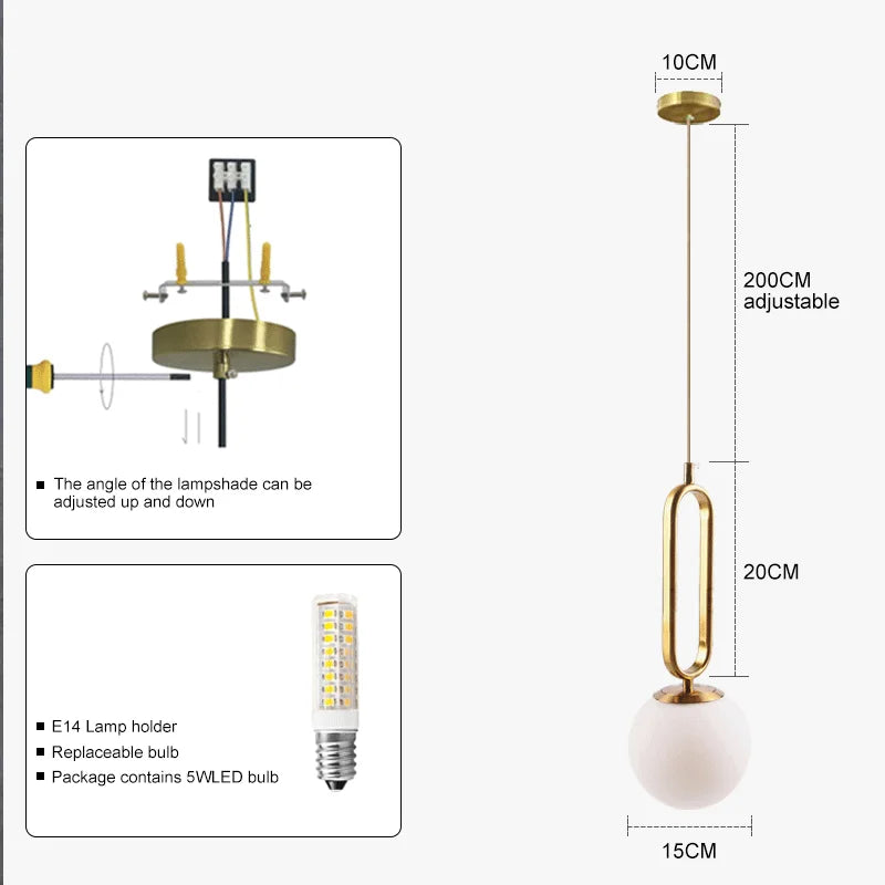 Afralia™ Glass Ball Pendant Lights Dining Decor Chandeliers Kitchen Hanging Lamp Fixture