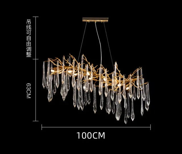 Afralia™ Crystal Water Drop LED Chandeliers: Modern Luxury Branch Design for Living & Dining Rooms